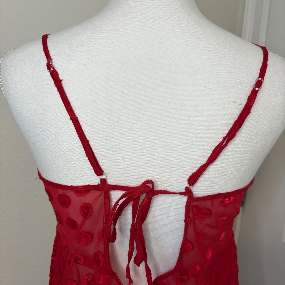 Vintage Gilligan O'Malley Red Polka Dot Sheer Babydoll Chemise Lingerie Medium - Picture 4 of 5